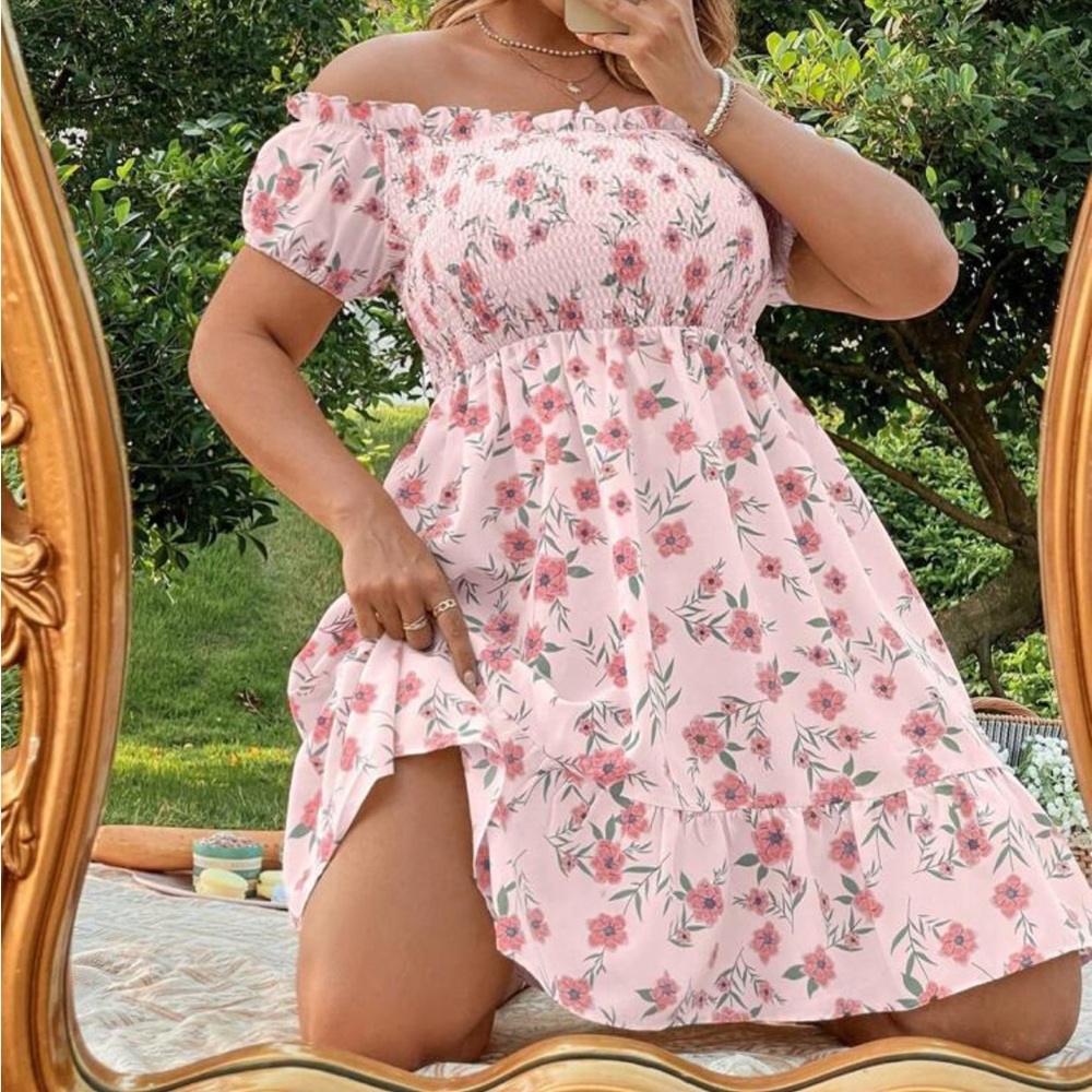 Cute off the shoulder pink dress